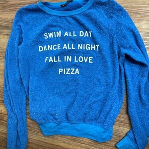 Wildfox Blue 'Swim All Day' Crewneck Sweater